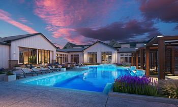 Pool & hot tub with sun shelf & cabanas